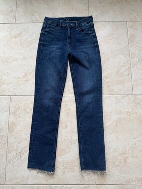MOTHER DENIM Mid Rise Dazzler Ankle Fray Fancy Meeting You Here Jeans
